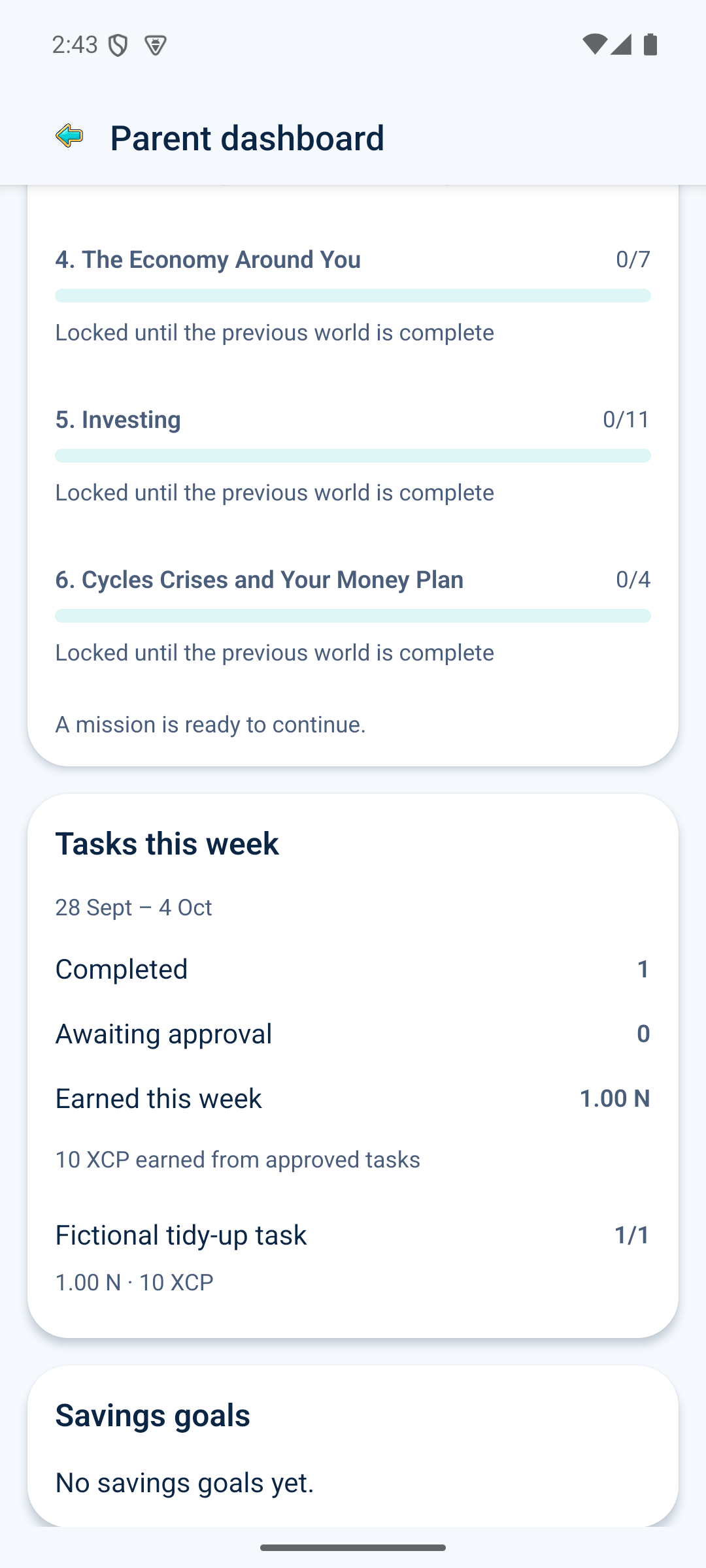 Parent View: See completed tasks and coins earned.